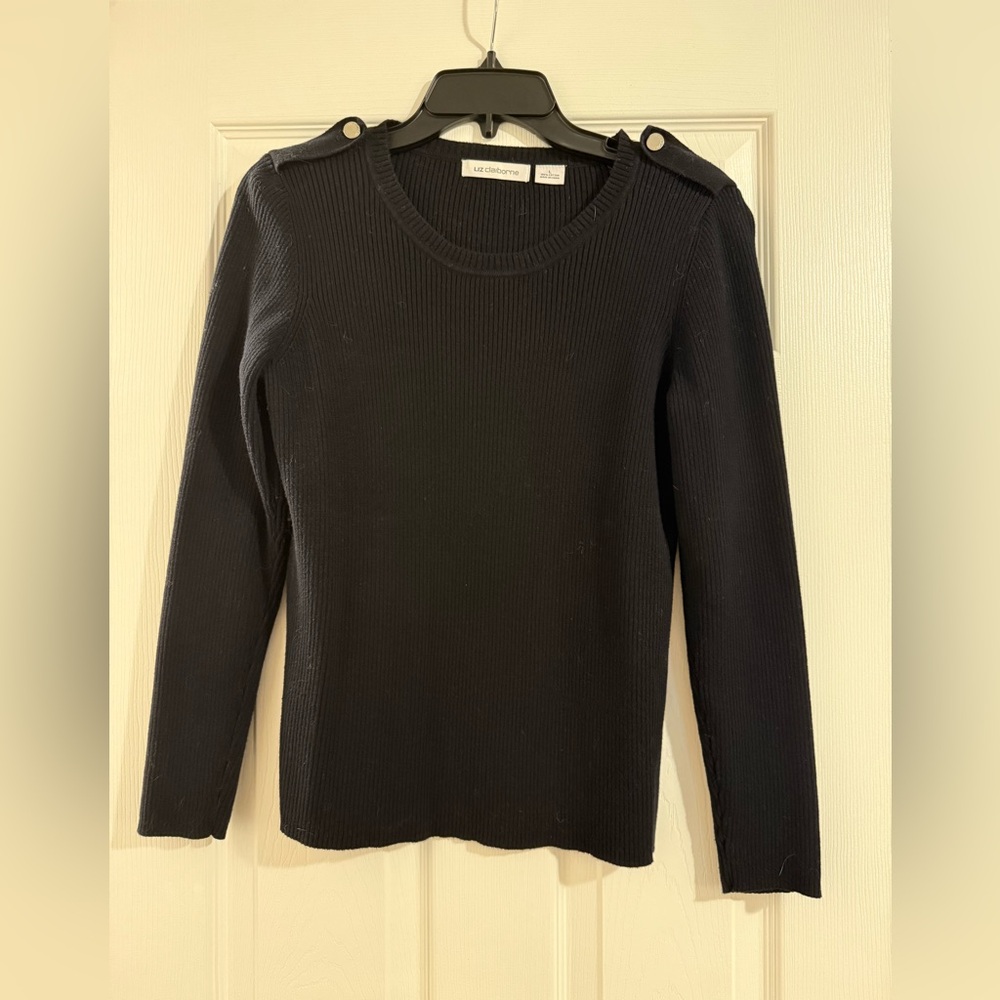 Liz Claiborne Black Ribbed Knit Top